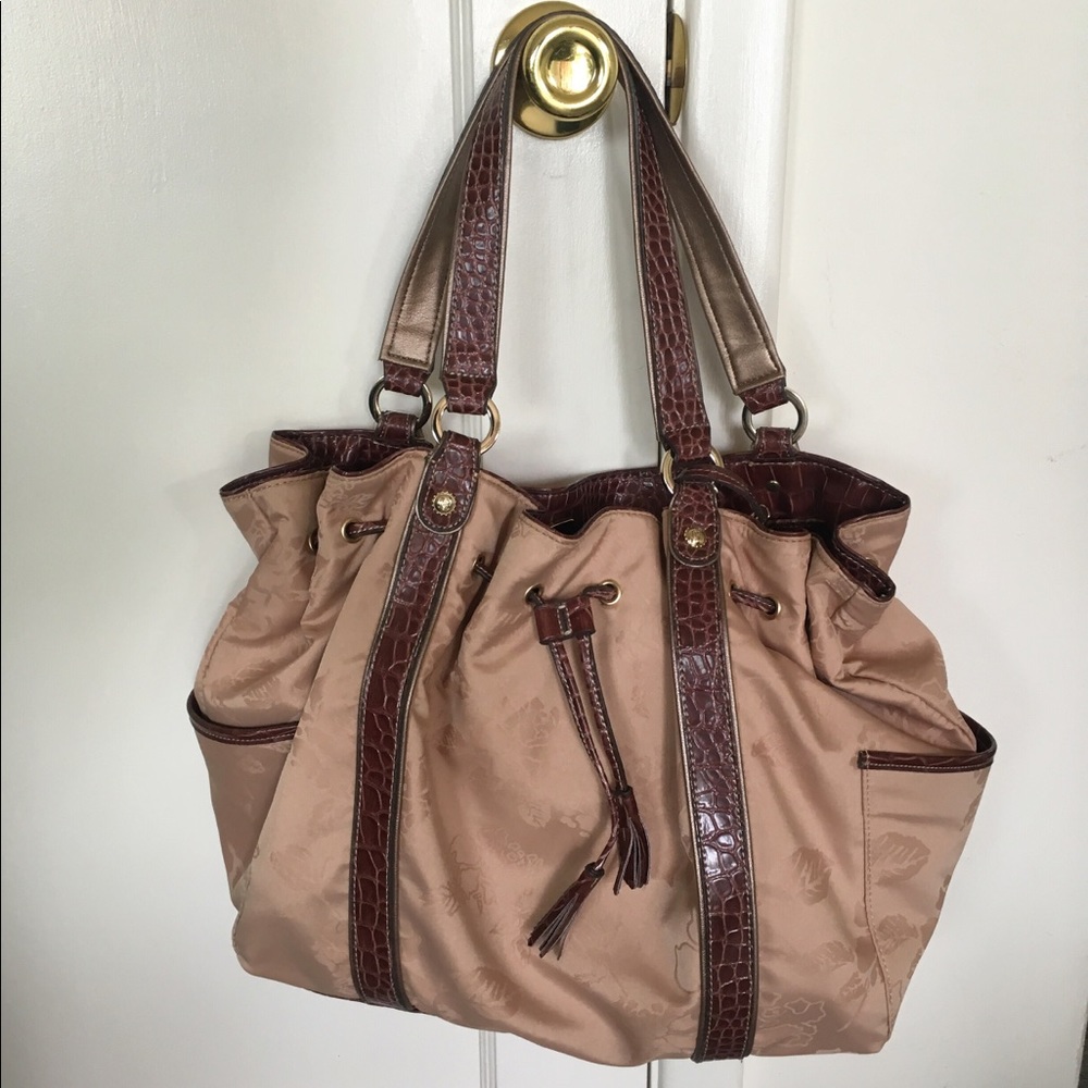 Liz Claiborne Tan Brocade Floral Purse